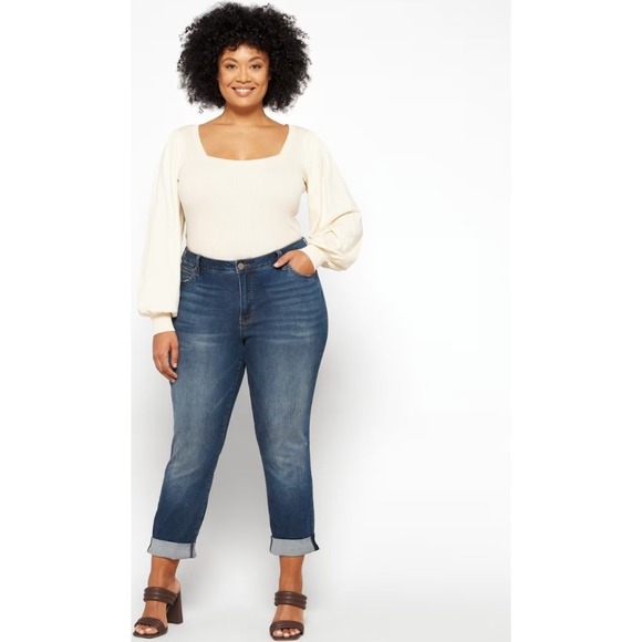 Kut from the Kloth Denim - KUT‎ from the Kloth Catherine Boyfriend Jeans Distressed Denim Size 16 NWT